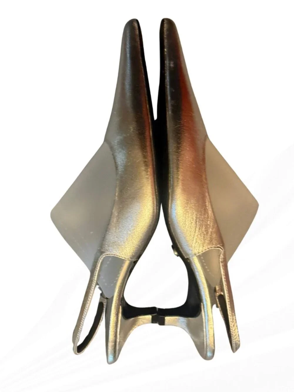 Zara Silver Metallic Slingback Heels Pointed Toe Pumps EU 39 US 8 NWOB Wedding - Picture 11 of 16